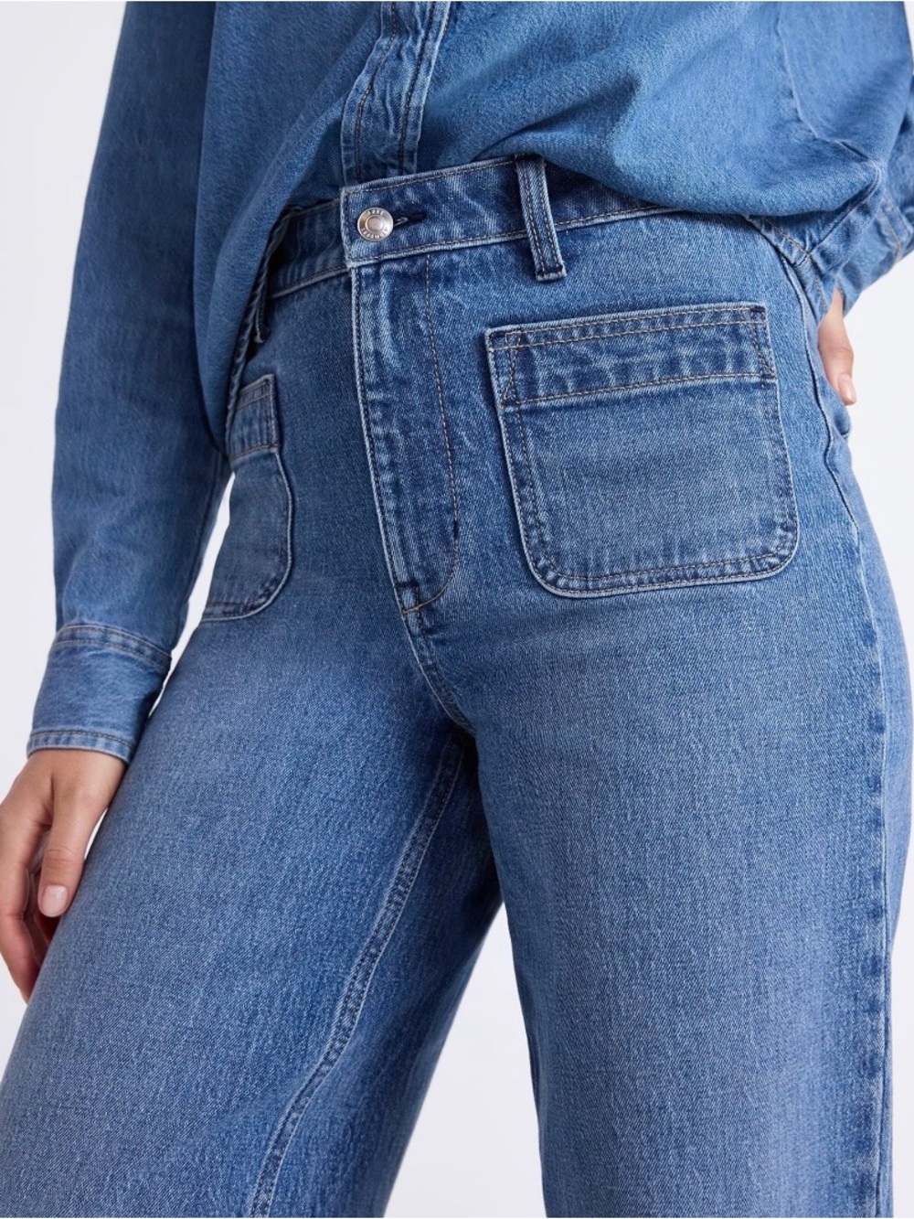 High-Rise Wide Leg Jeans in Medium Blue - Picture 3 of 11